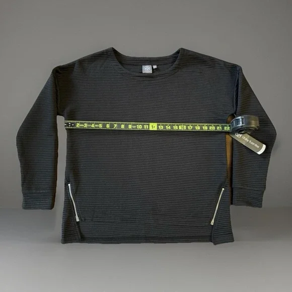 NWT Daisy Fuentes Fit Ribbed Pullover With Side Zippers Black Womens Large - Picture 6 of 7